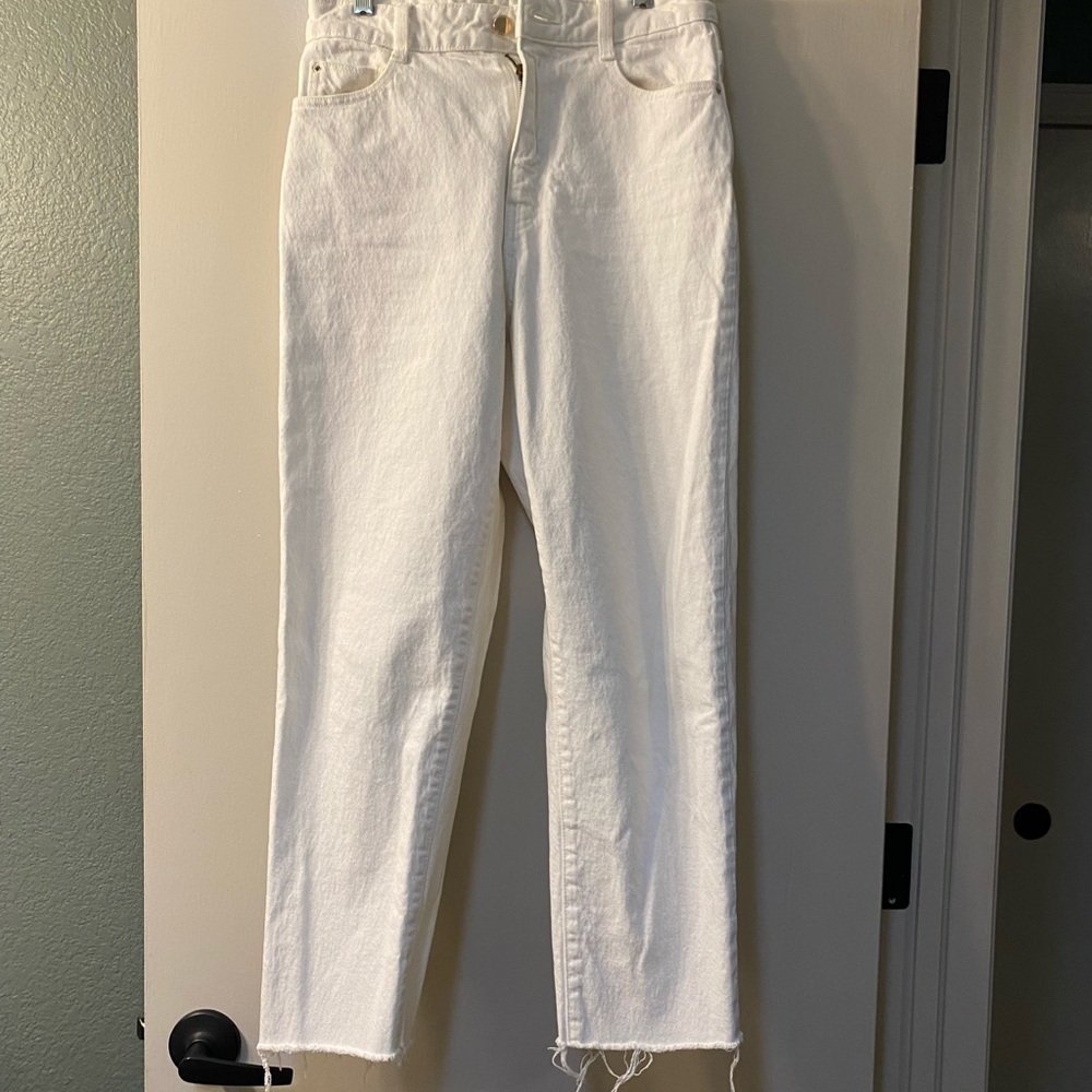 Zara white raw hem ankle length straight Jeans